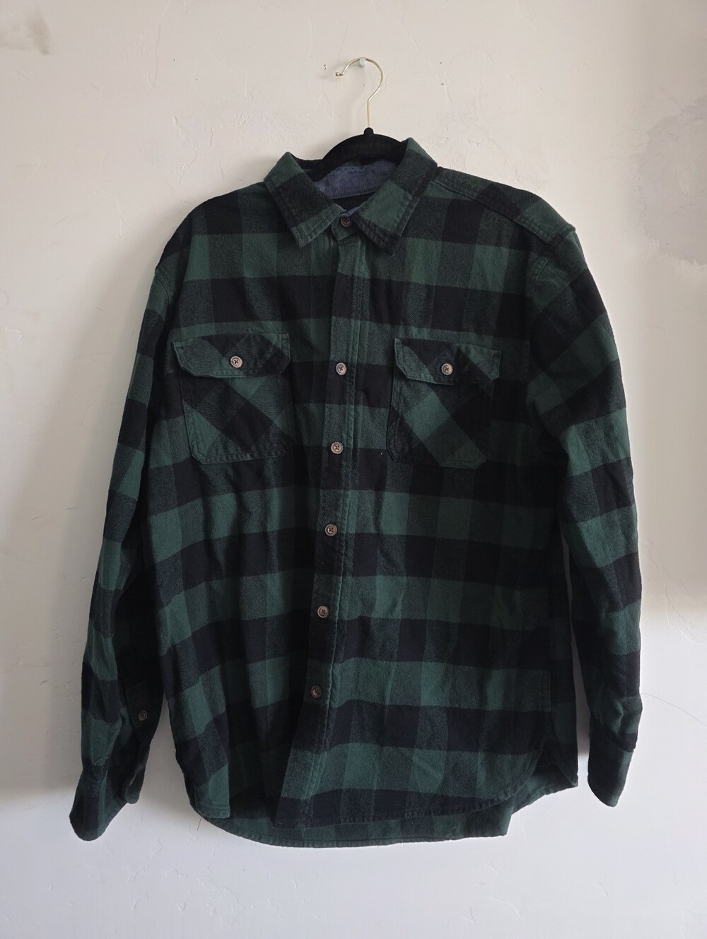 Jachs Green and Black Buffalo Plaid Button-Up Shirt